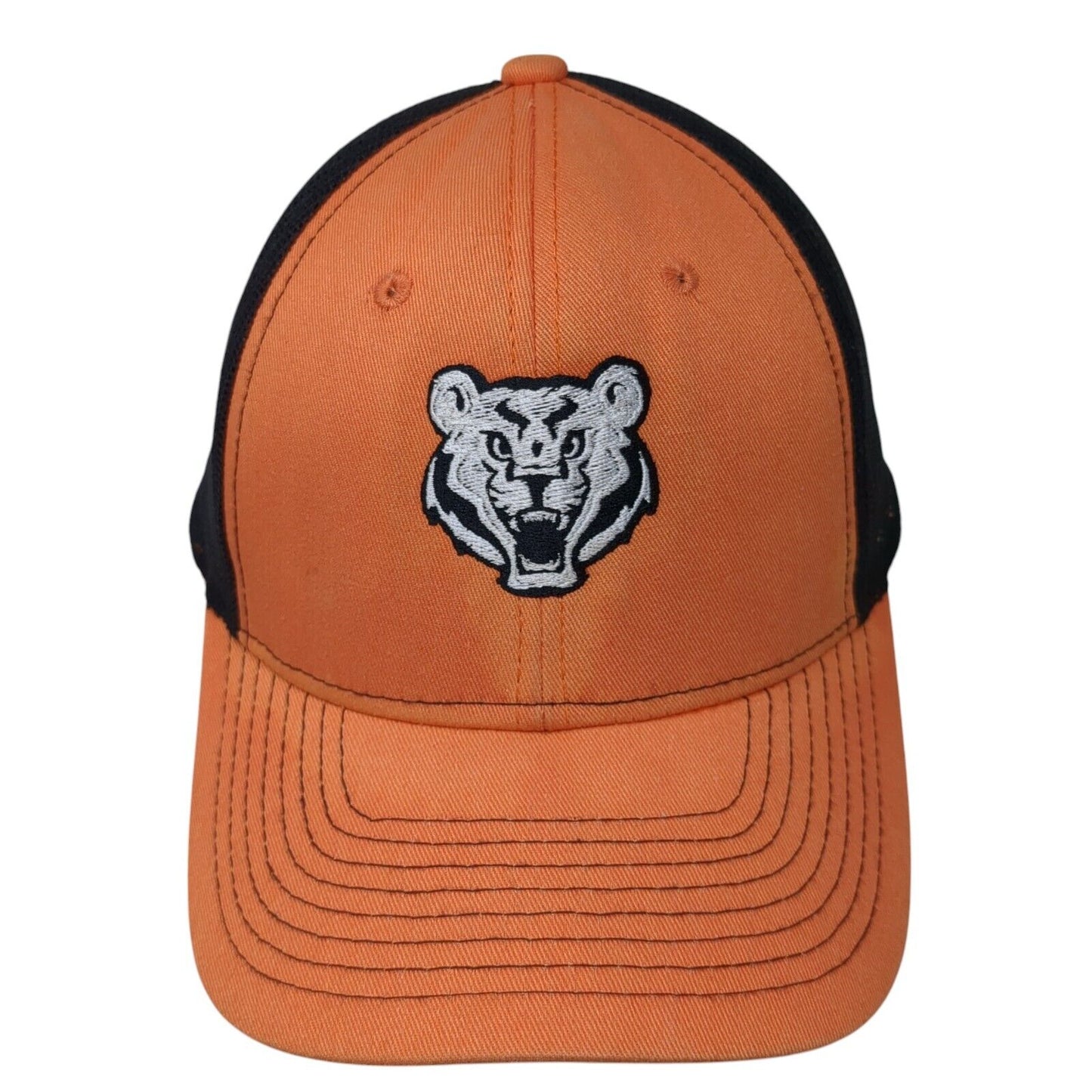 NV Caps Snapback Trucker Hat Orange One Size Adjustable Embroidered Mesh Back