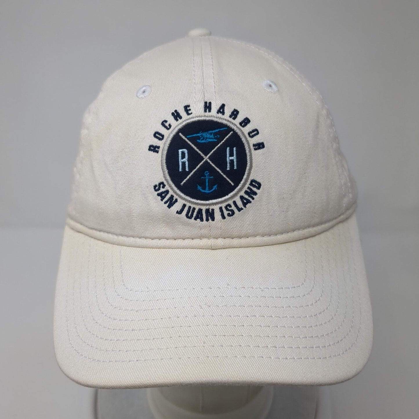 Roche Harbor San Juan Island Fitted Hat White Medium Embroidered 6 Panel Gear