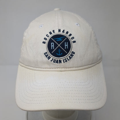 Roche Harbor San Juan Island Fitted Hat White Medium Embroidered 6 Panel Gear
