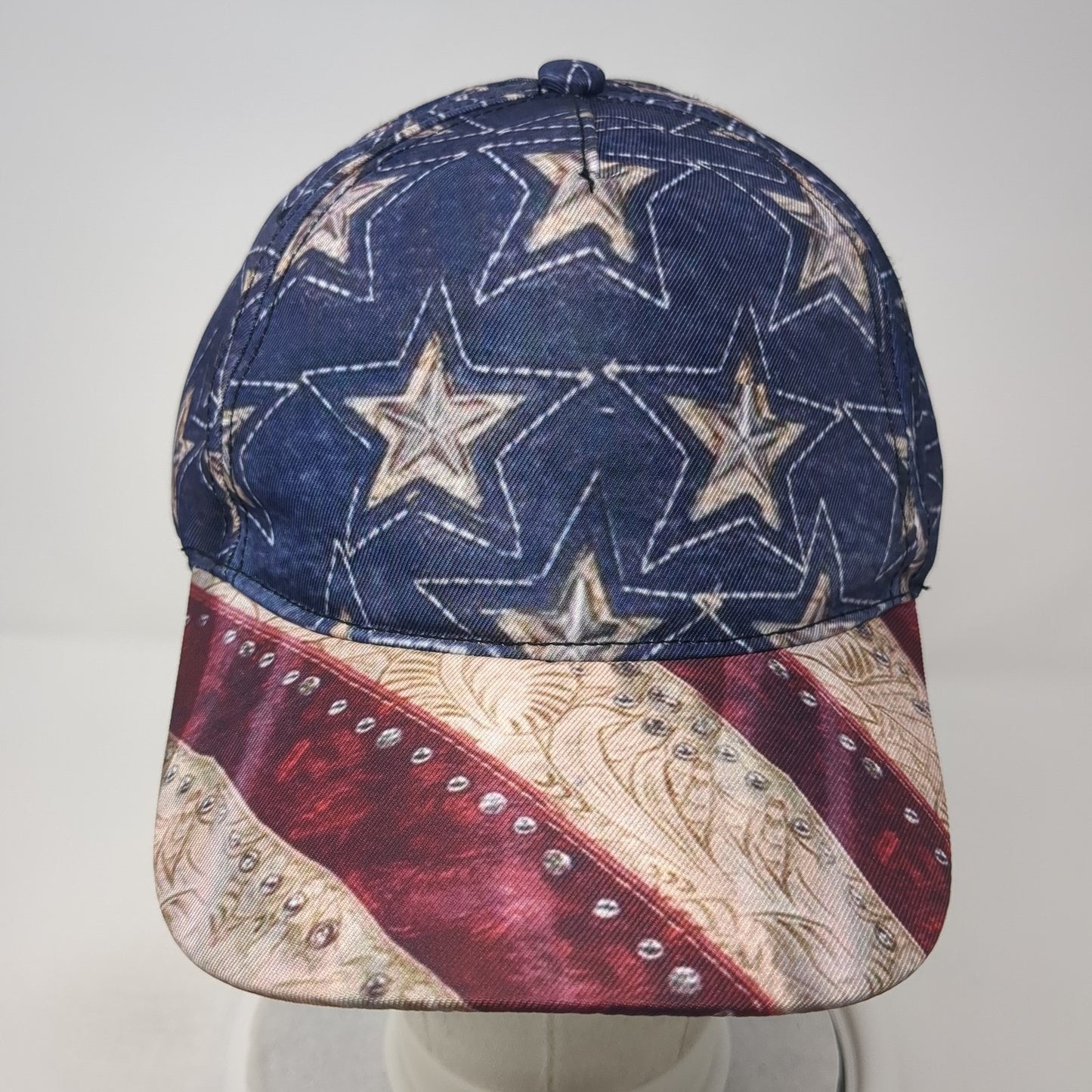 American Flag Snapback Hat Multicolor One Size Adjustable Patriotic Rhinestone