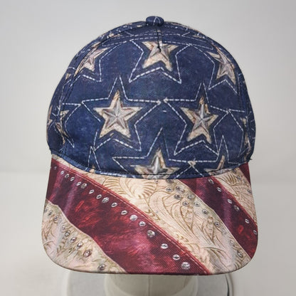 American Flag Snapback Hat Multicolor One Size Adjustable Patriotic Rhinestone