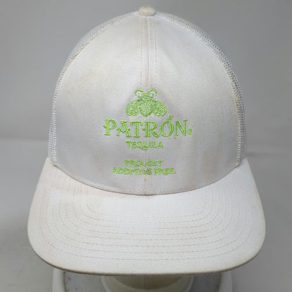 Cap America Trucker Hat White One Size Patron Tequila Bee Additive Free Snapback