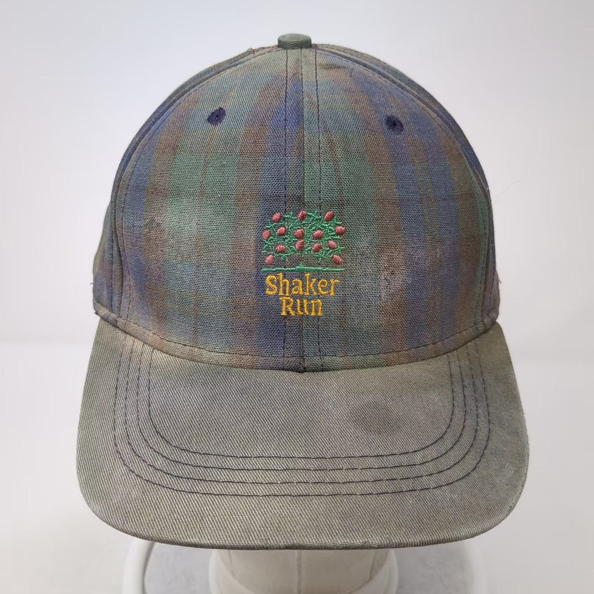 Imperial Headwear Shaker Run Golf Hat Green Blue Plaid Slideback OS Made in USA
