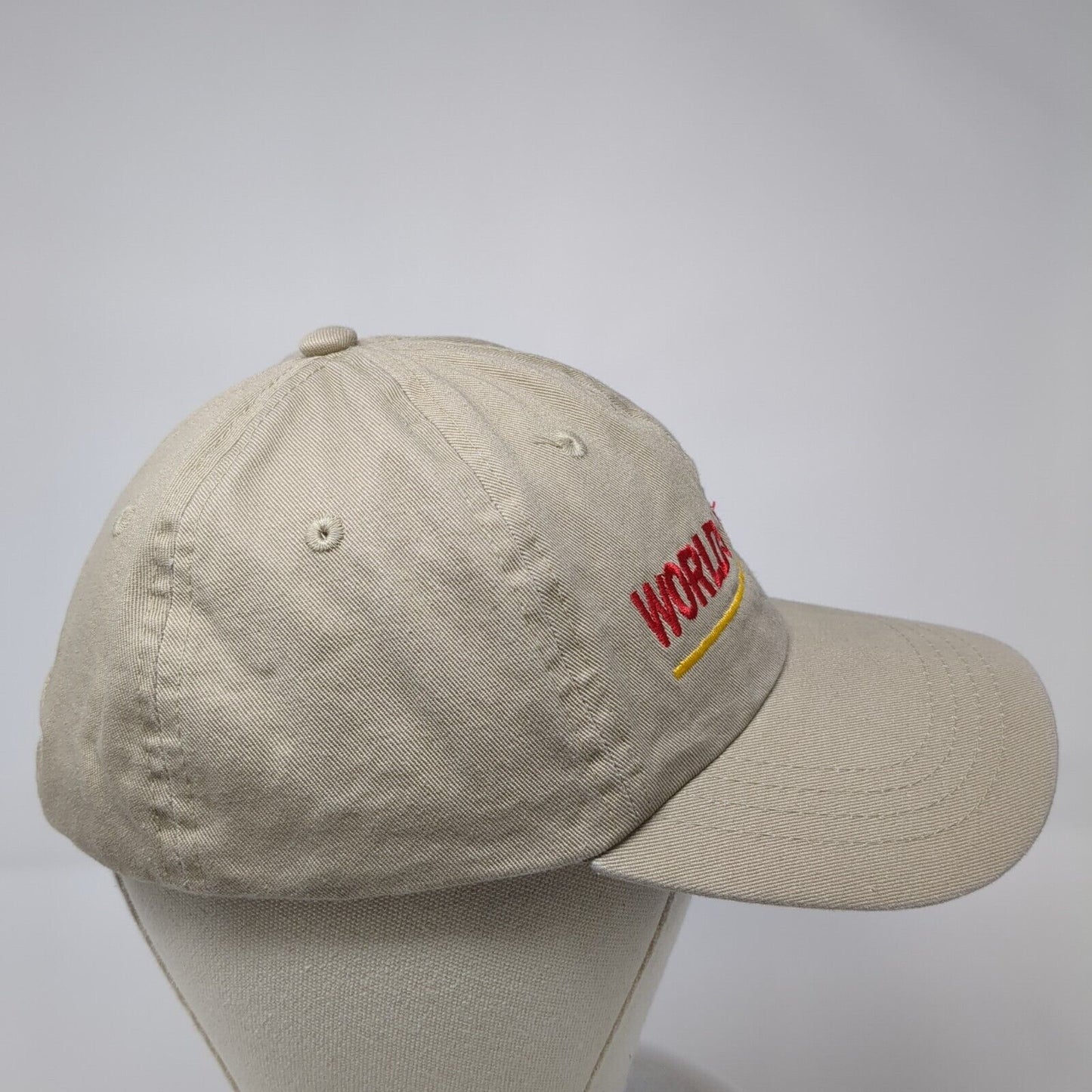 Worlds Liquors Slideback Hat Tan One Size Adjustable Embroidered Shell
