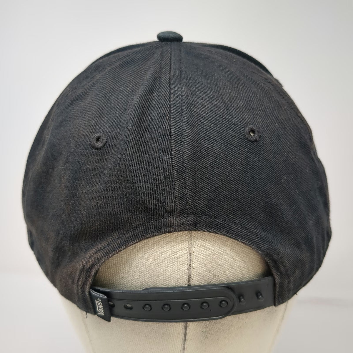 Vans 5 Panel Black Hat One Size Checkerboard Patch Snapback Flat Brim Cotton