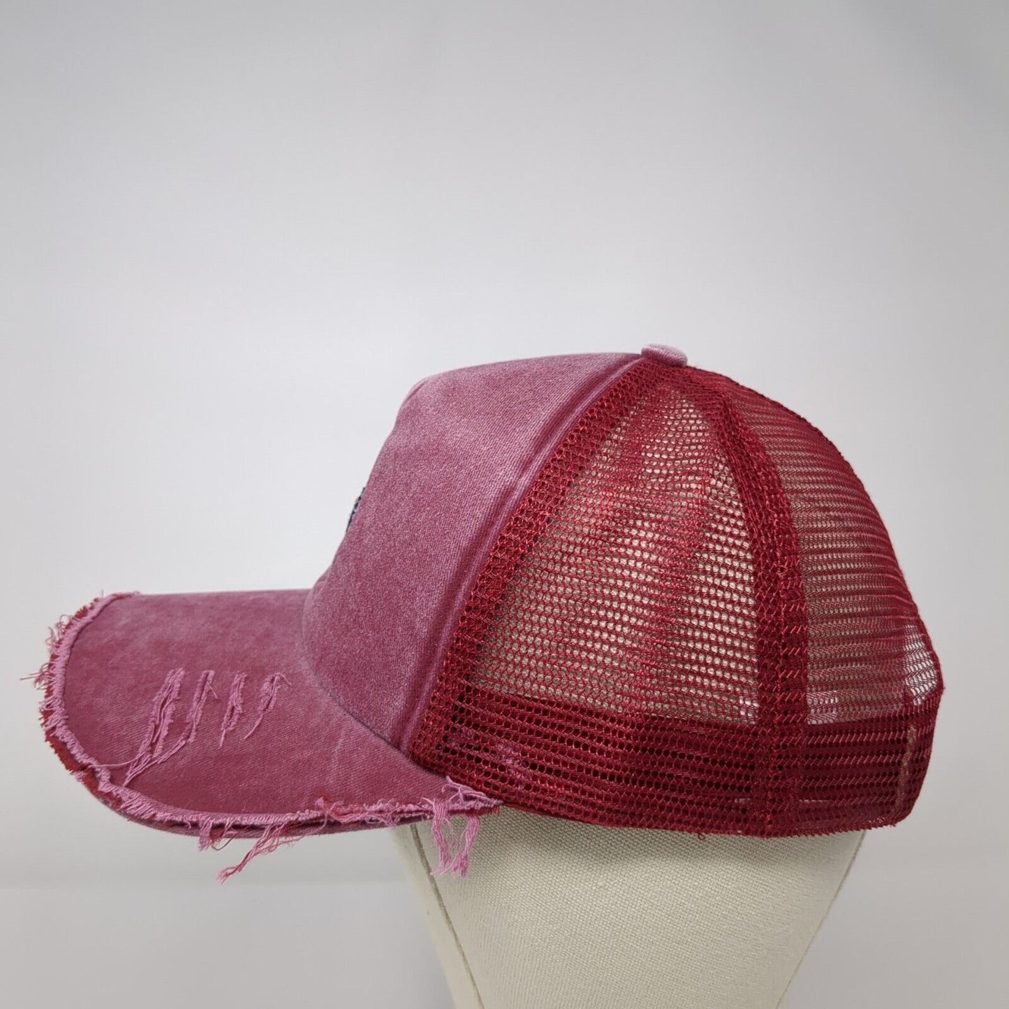 Heck Fora Snapback Trucker Hat Red One Size Adjustable Distressed Mesh Back