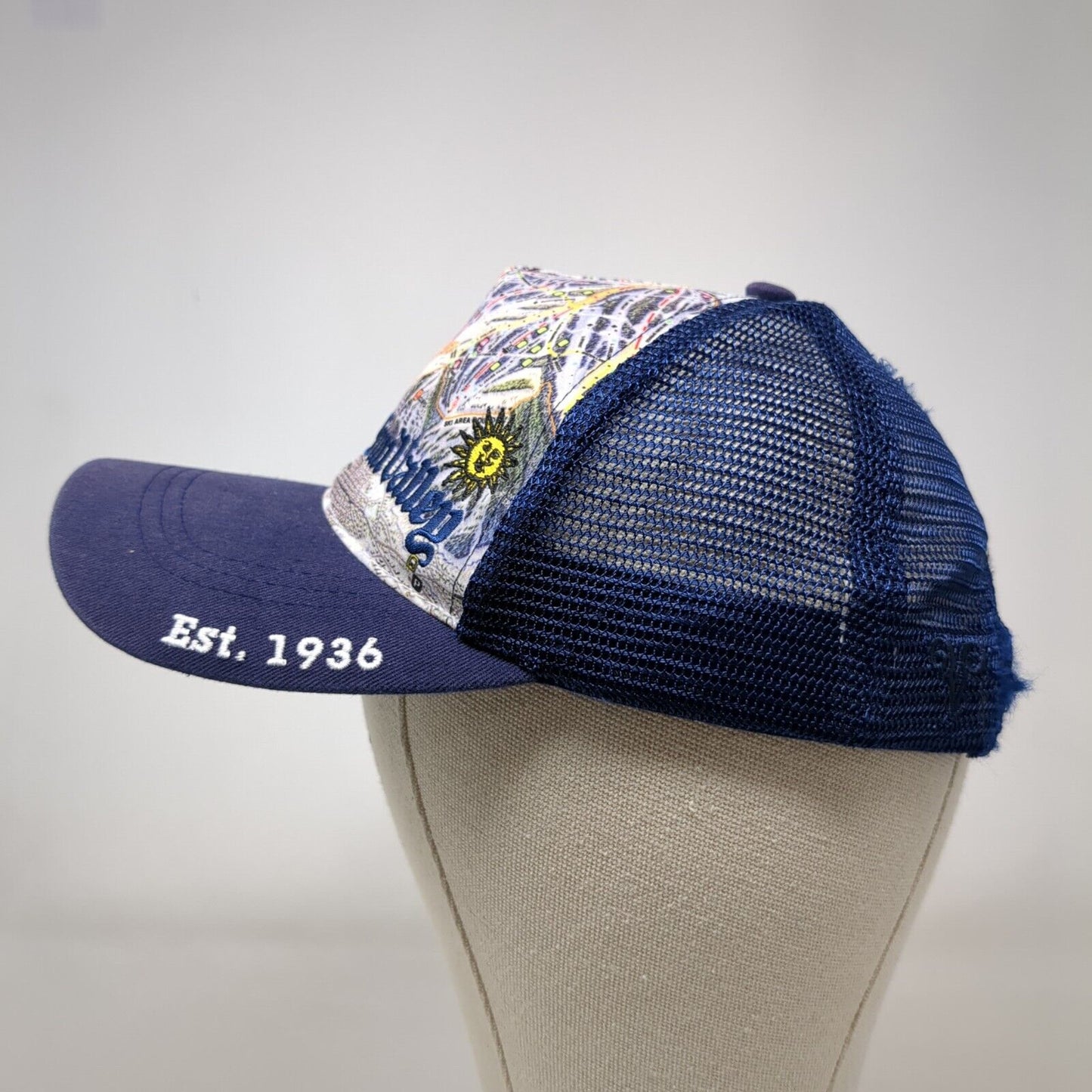 Sun Valley Est. 1936 Youth Snapback Trucker Hat Blue OSFA Adjustable Mesh Back