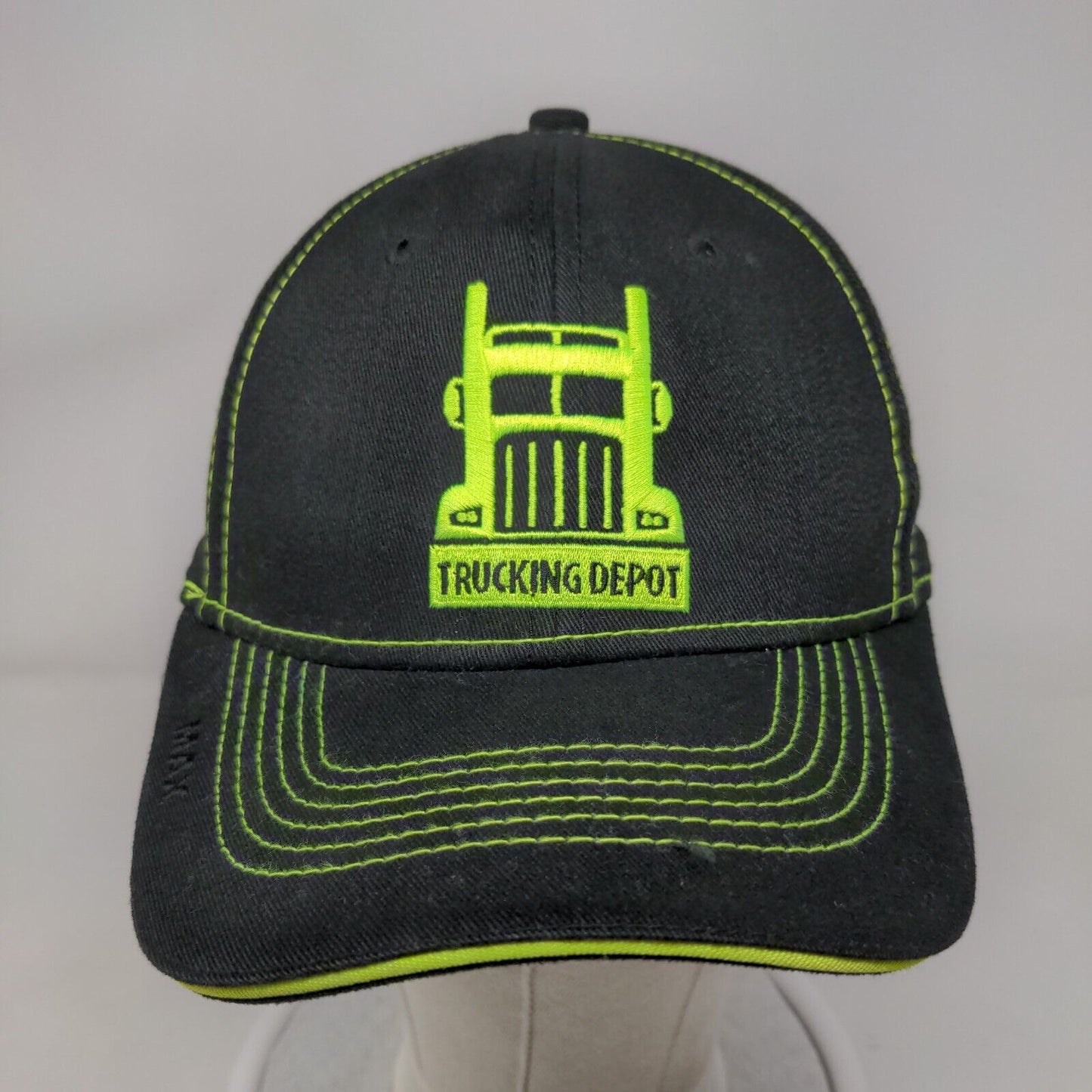 Trucking Depot Strapback Hat Black OSFA Embroidered Triple Crown