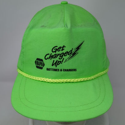 KC 5 Panel Green Hat One Size NAPA Get Charged Up Batteries Rope Snapback Neon