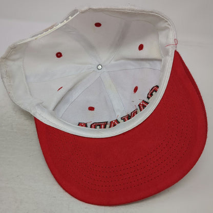 Snapback Hat White Red One Size Canada Embroidered Flat Brim Two Tone 6 Panel