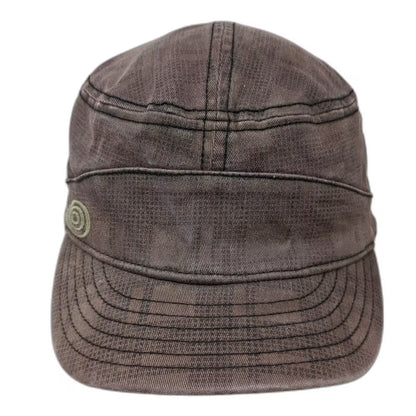 Life is Good Brown Army Cap Hat One Size Stretch Fit Spiral Logo Embroidered