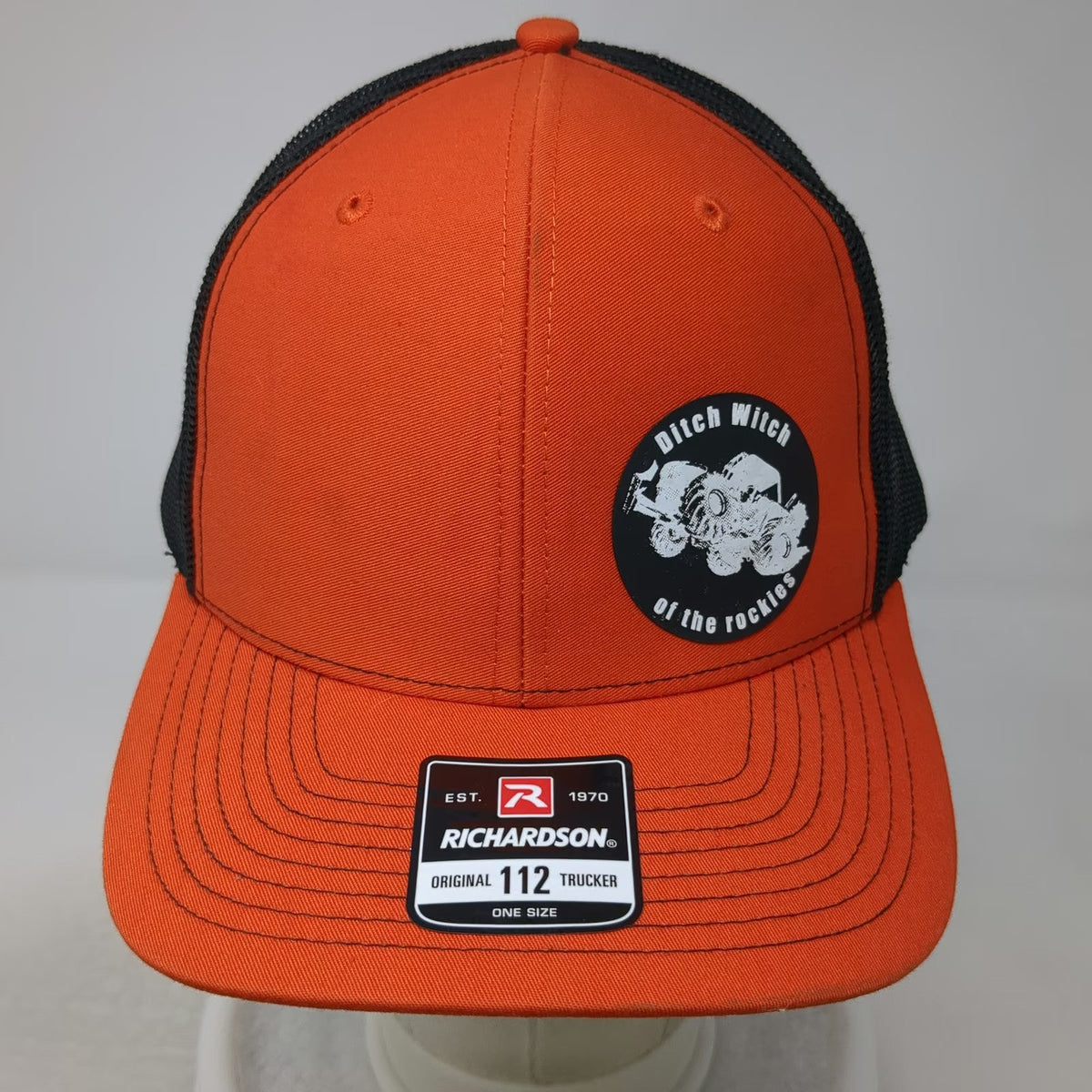 Richardson Trucker Hat Orange Black One Size Snapback Ditch Witch Rockies Patch