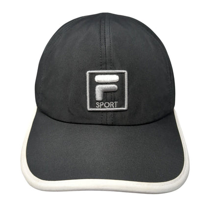 FILA Sport Strapback Hat Black One Size Adjustable Embroidered Polyester