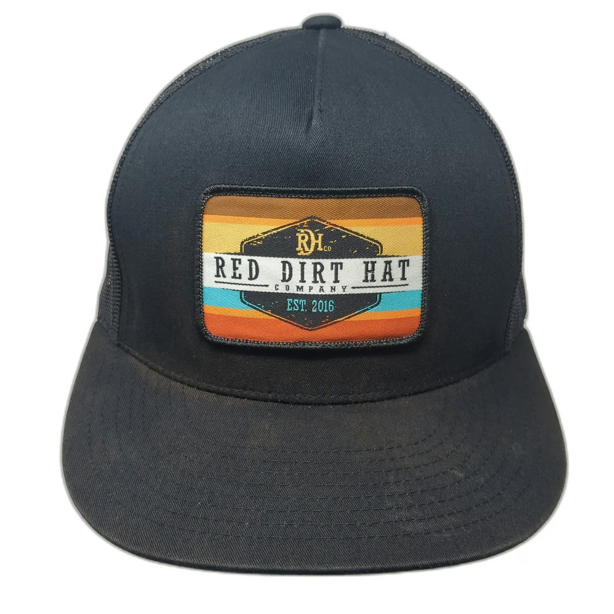 Red Dirt Hat Company Trucker Hat Black One Size Snapback Patch Logo Mesh Back