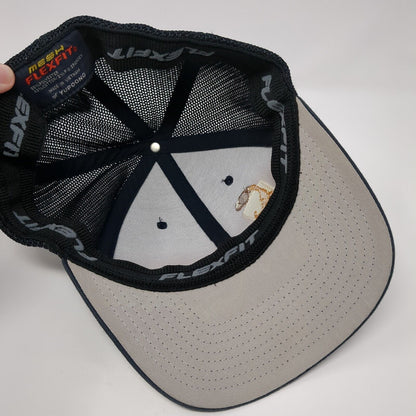 Drink Local Brew Fitted Mesh Back Trucker Hat Blue One Size Flexfit