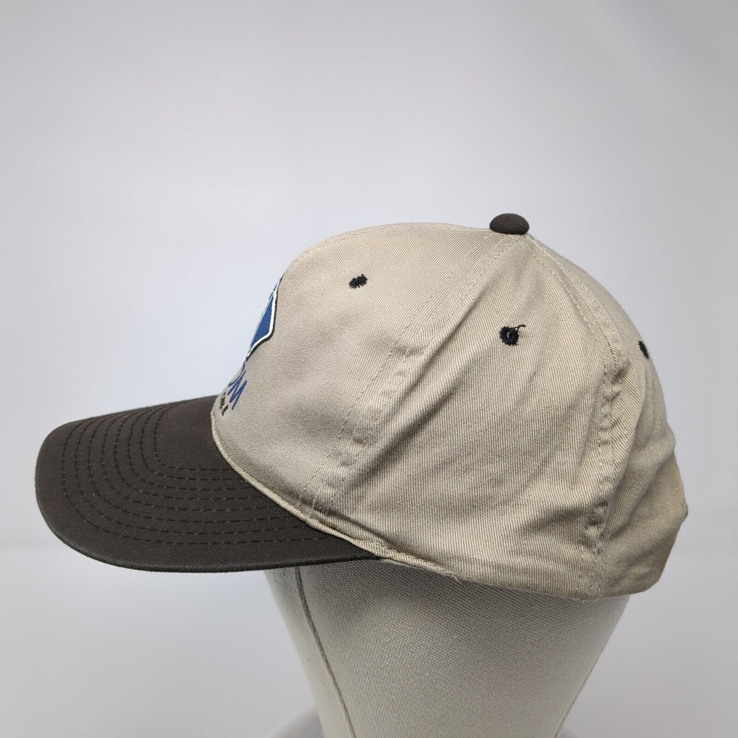 ADM Mound City IL Snapback Hat Tan One Size Adjustable Vented Holes OC