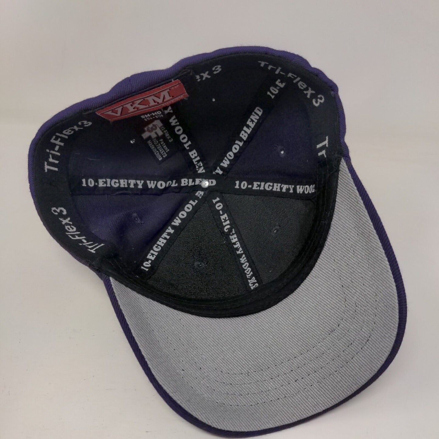 VKM Fitted Hat Purple S/M Tri-Flex 3 Solid 6 Panel Vent Holes Blank
