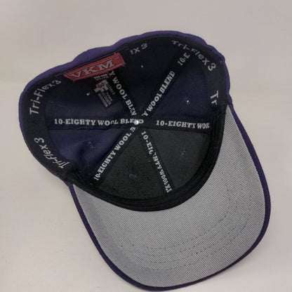 VKM Fitted Hat Purple S/M Tri-Flex 3 Solid 6 Panel Vent Holes Blank