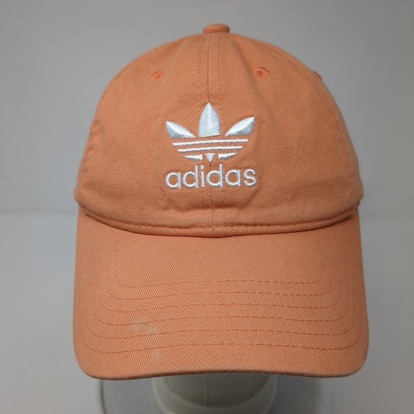 Adidas Slideback Hat Orange One Size Adjustable Embroidered 6 Panel Cotton