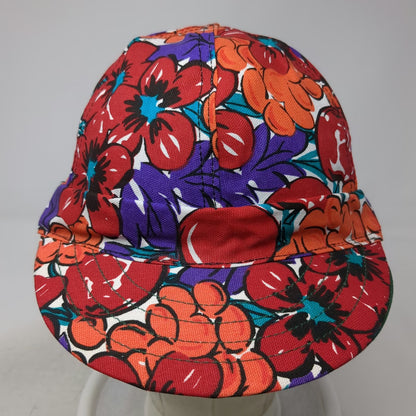 Kromer Baseball Cap Red Floral Print 7 3/8 Welder Hat Made in USA Canvas Vintage