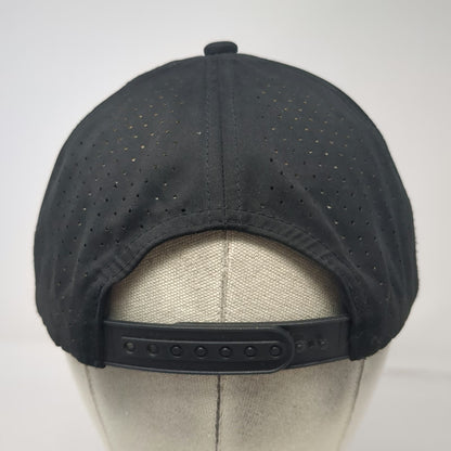 Decky 5 Panel Black Hat One Size Rope Perforated Laser Cut Snapback Breathable