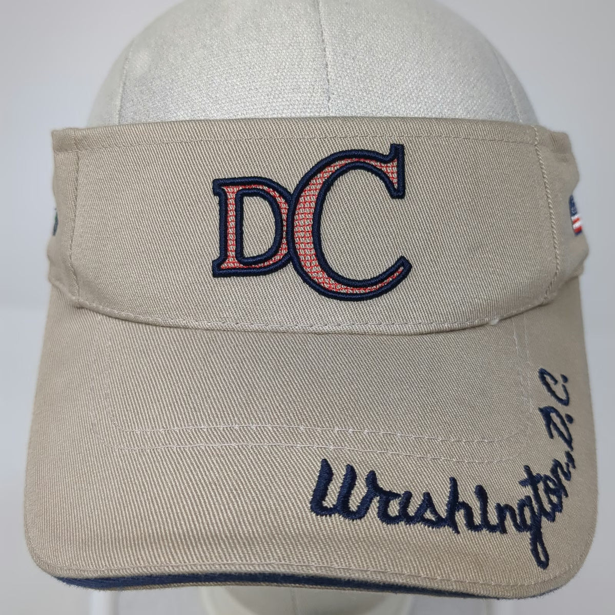 Souvenir DC Visor Beige One Size Washington D.C. USA Flag Strapback Hat