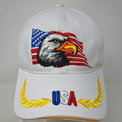 White Baseball Cap One Size Bald Eagle American Flag USA Scrambled Eggs Hat