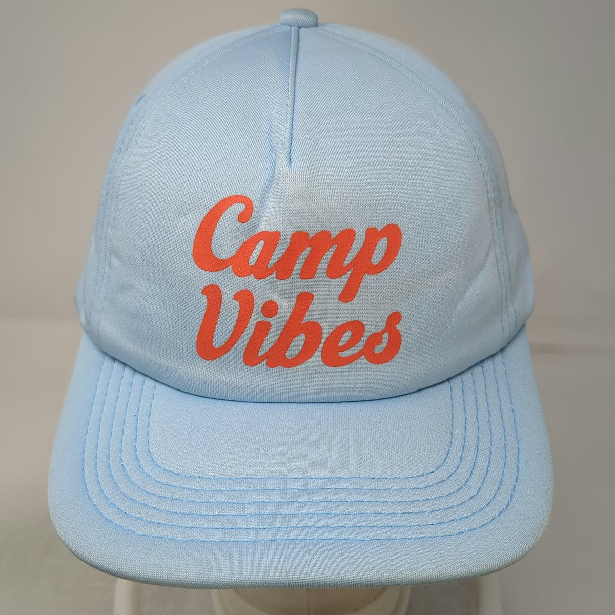 Poler 5 Panel Blue One Size Hat Camp Vibes Orange Script Snapback Cap Outdoor