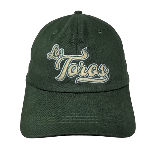 Los Toros Strapback Hat Green One Size Embroidered Vented Holes 6 Panel Cotton