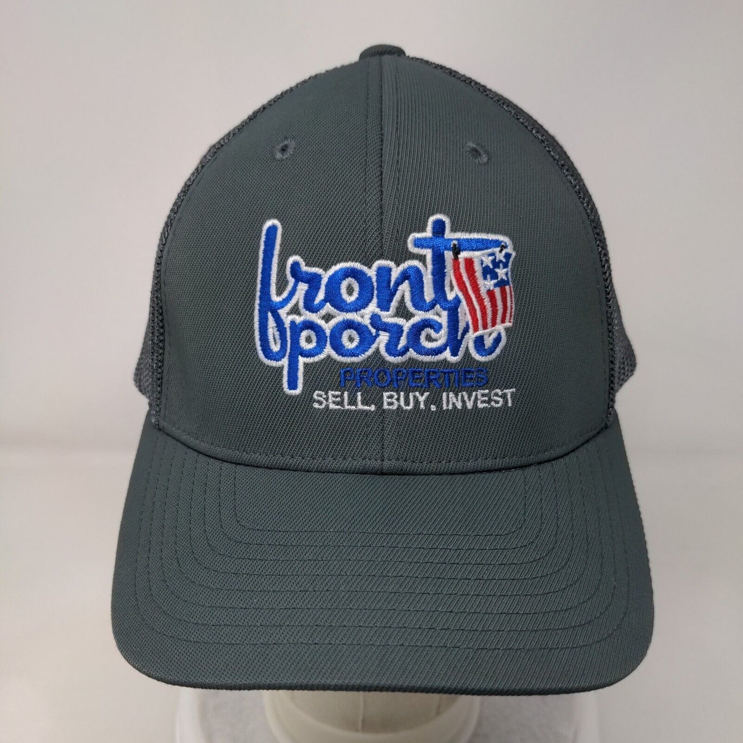 Front Porch Properties Fitted Trucker Hat Gray L/XL Mesh Back 6 Panel