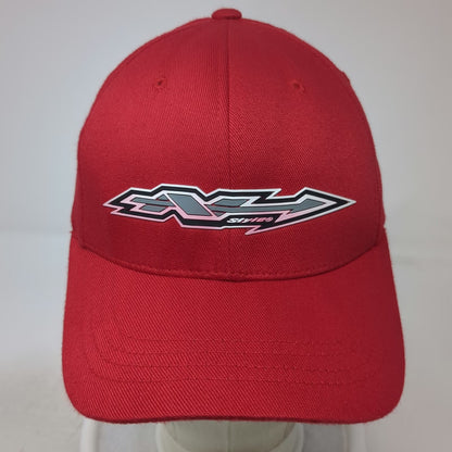 Flexfit Baseball Cap Red M Stretch Fit Embroidered Style Graphic Logo hat