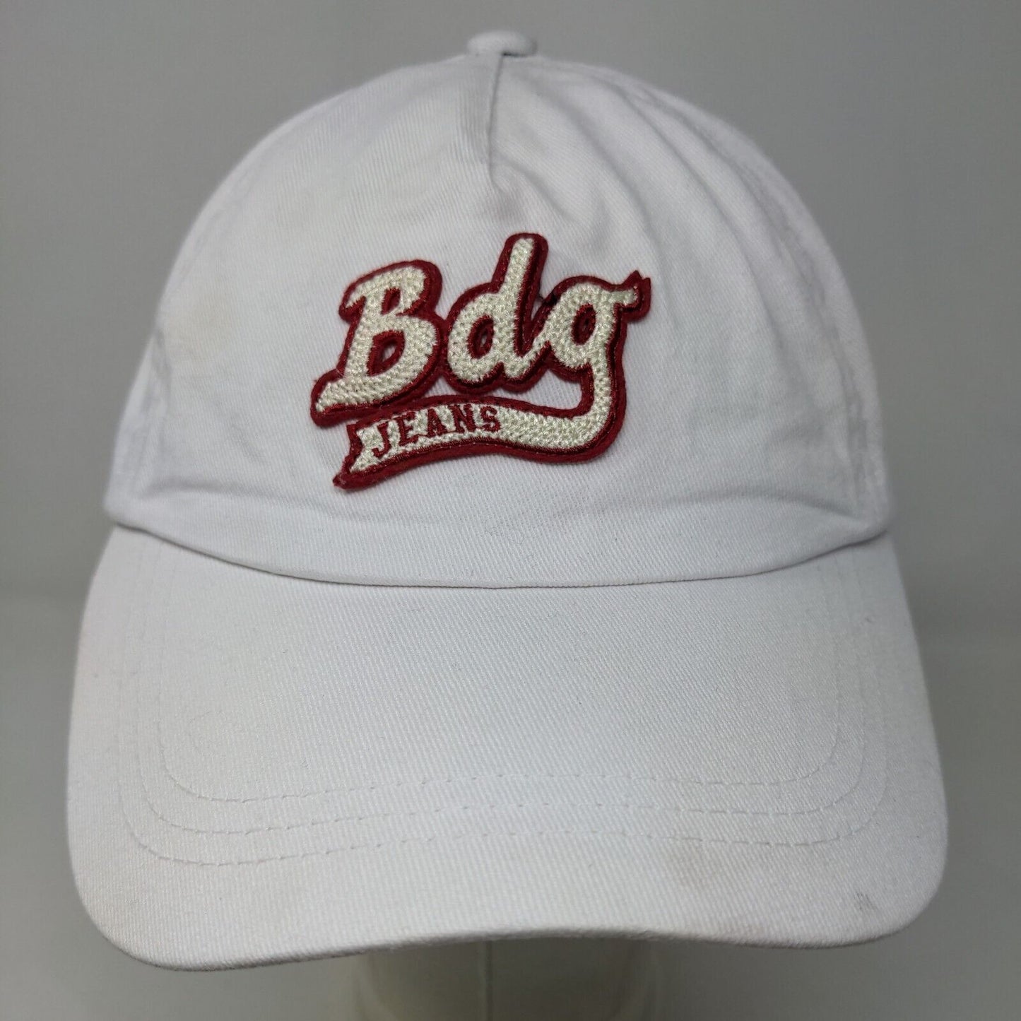 BDG Jeans Men's Slideback Hat White Embroidered Logo Adjustable Cotton