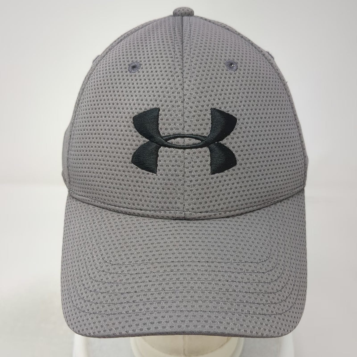 Under Armour Baseball Cap Gray L Fitted Performance Logo Curved Brim Stretch Hat