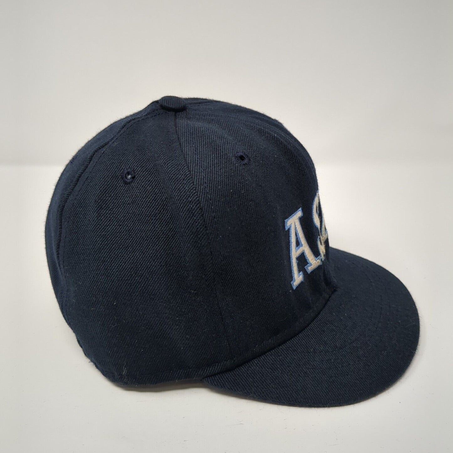 ASA 01 Fitted Hat Blue 6 7/8 Embroidered Solid 6 Panel Vent Holes Roxxi