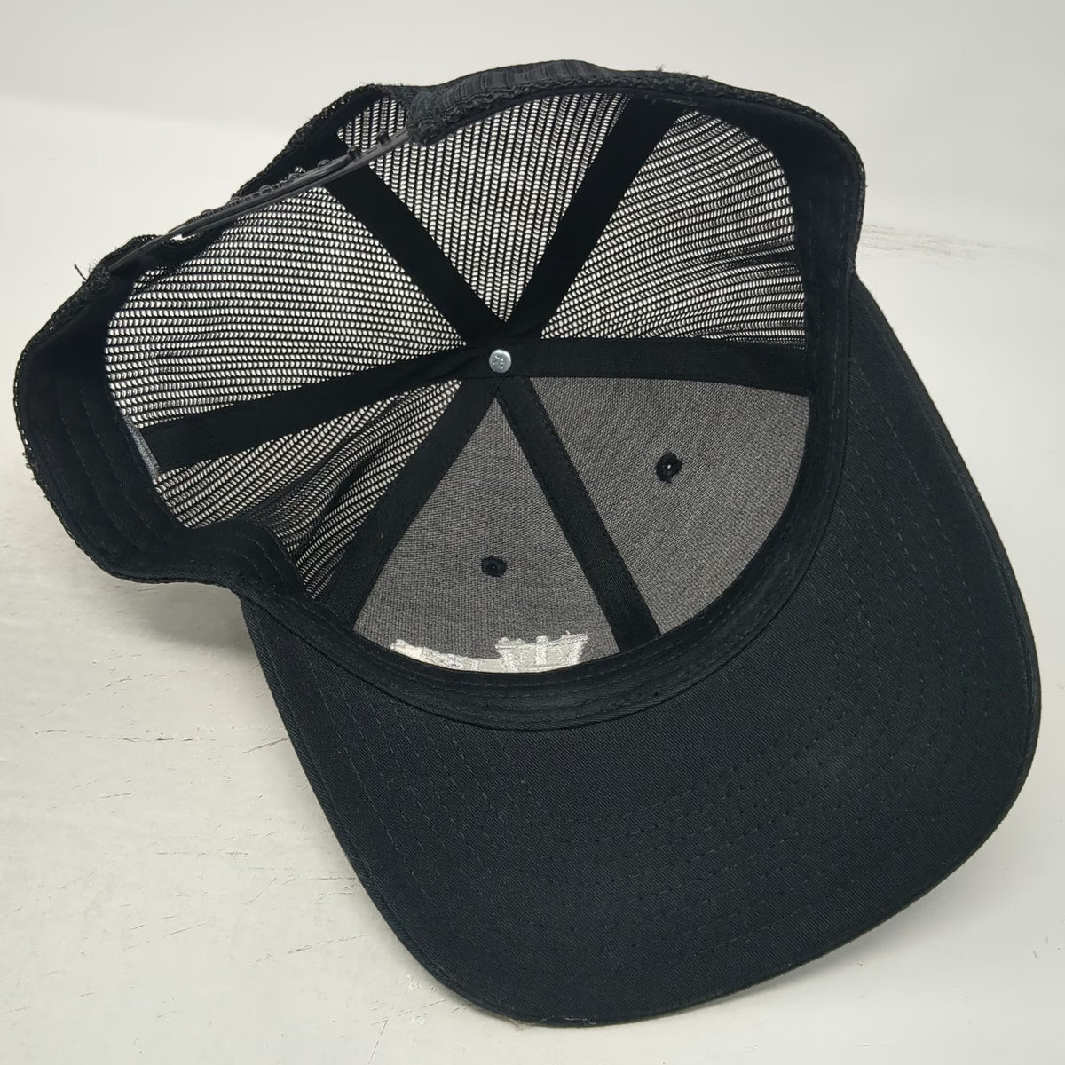 Richardson Trucker Hat Black OSFM 1884 Line Co Logo Mesh Back Snapback 112 hat