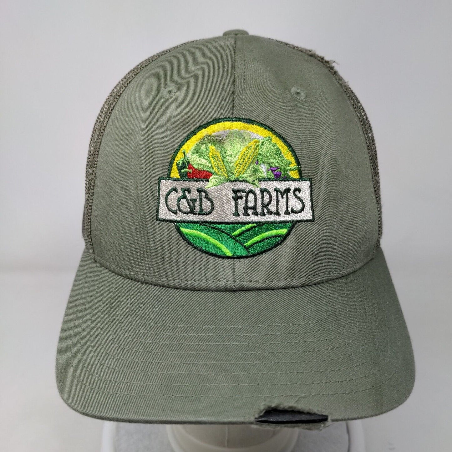 C&B Farms Snapback Trucker Hat Green One Size Adjustable Mesh Back Richardson
