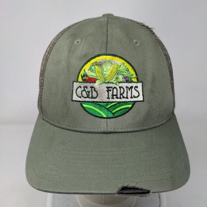 C&B Farms Snapback Trucker Hat Green One Size Adjustable Mesh Back Richardson
