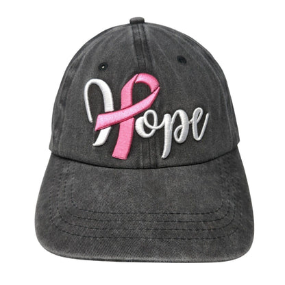 Hope Pink Ribbon Slideback Hat Gray One Size Adjustable Embroidered