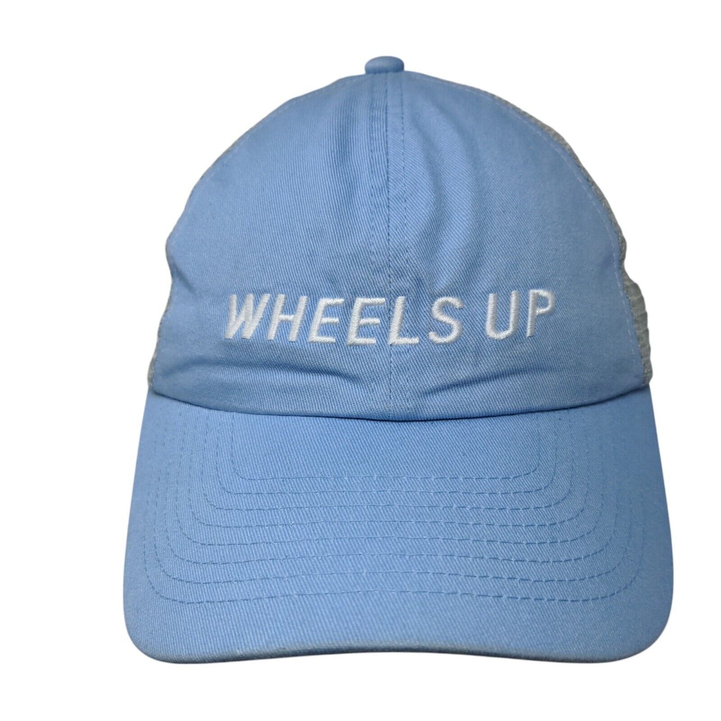Wheels Up 8760 Slideback Trucker Hat Blue OSFA Adjustable Mesh Back Embroidered
