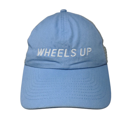 Wheels Up 8760 Slideback Trucker Hat Blue OSFA Adjustable Mesh Back Embroidered