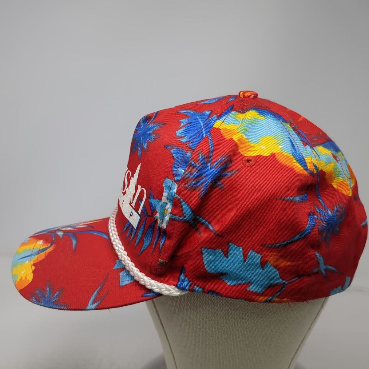 San Sun 5 Panel Red Floral Anderson Lumber Hat Rope One Size Snapback Tropical