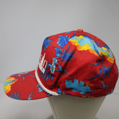 San Sun 5 Panel Red Floral Anderson Lumber Hat Rope One Size Snapback Tropical