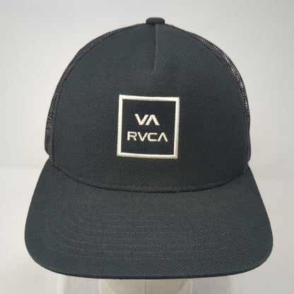 VA RVCA Snapback Trucker Hat Black One Size Adjustable Embroidered Mesh Back