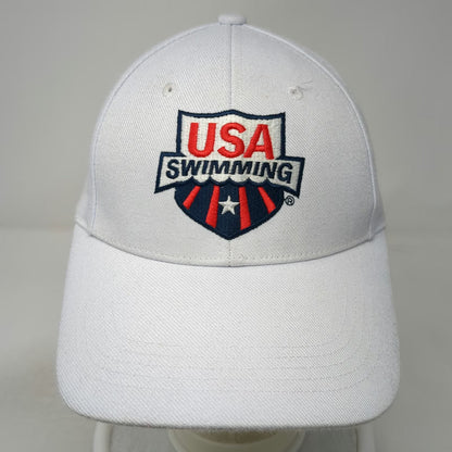 Sporti Baseball Cap White One Size USA Swimming Logo Adjustable Strapback Hat