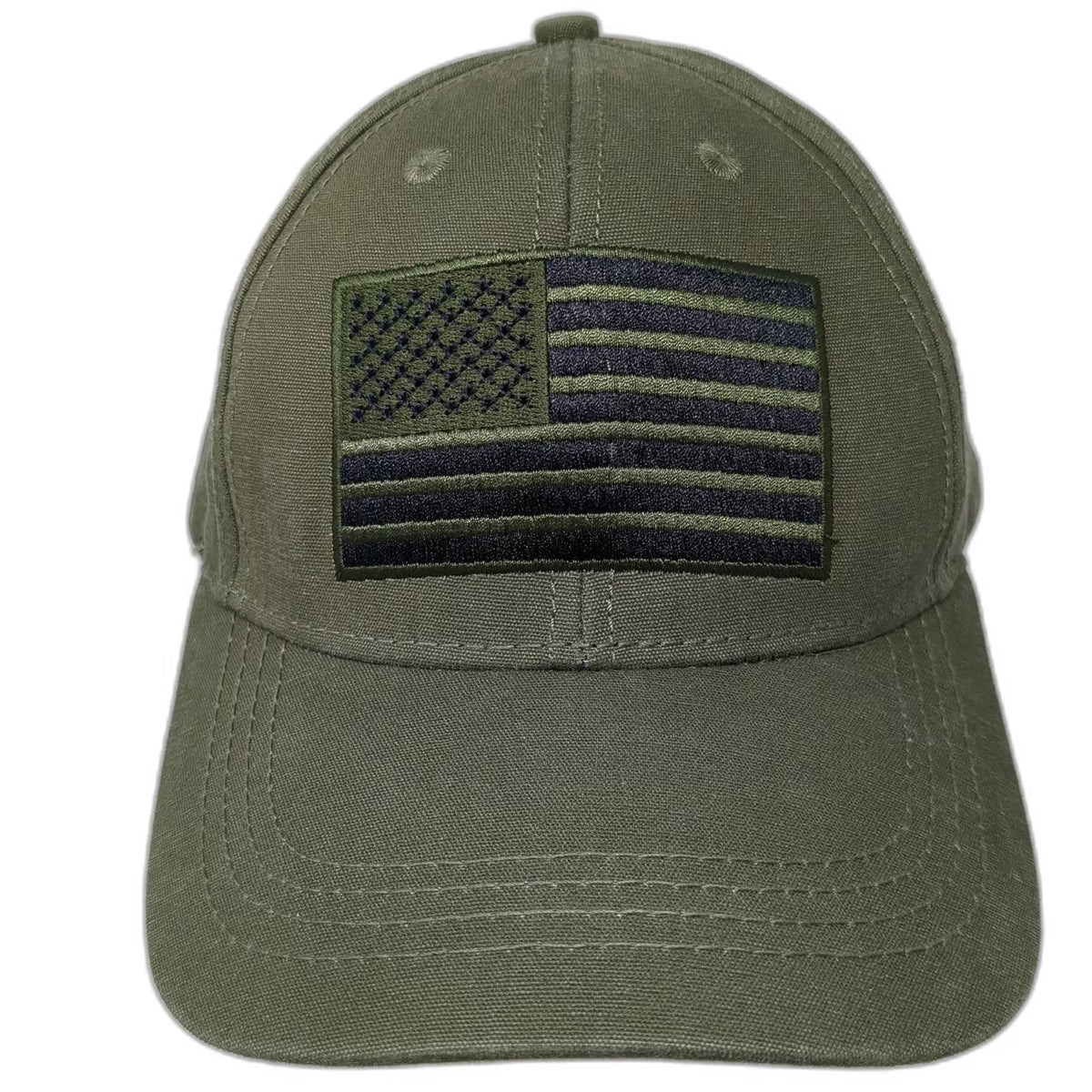 Pugs American Flag Patch Green Baseball Cap One Size Strapback Hat Embroidered