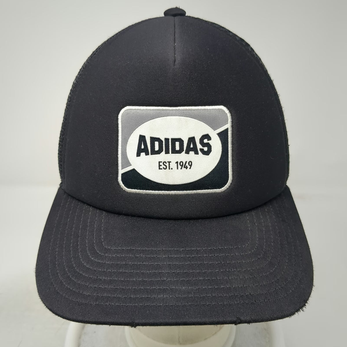 Adidas Trucker Hat Black One Size Mesh Back Aeroready Patch Snapback Breathable