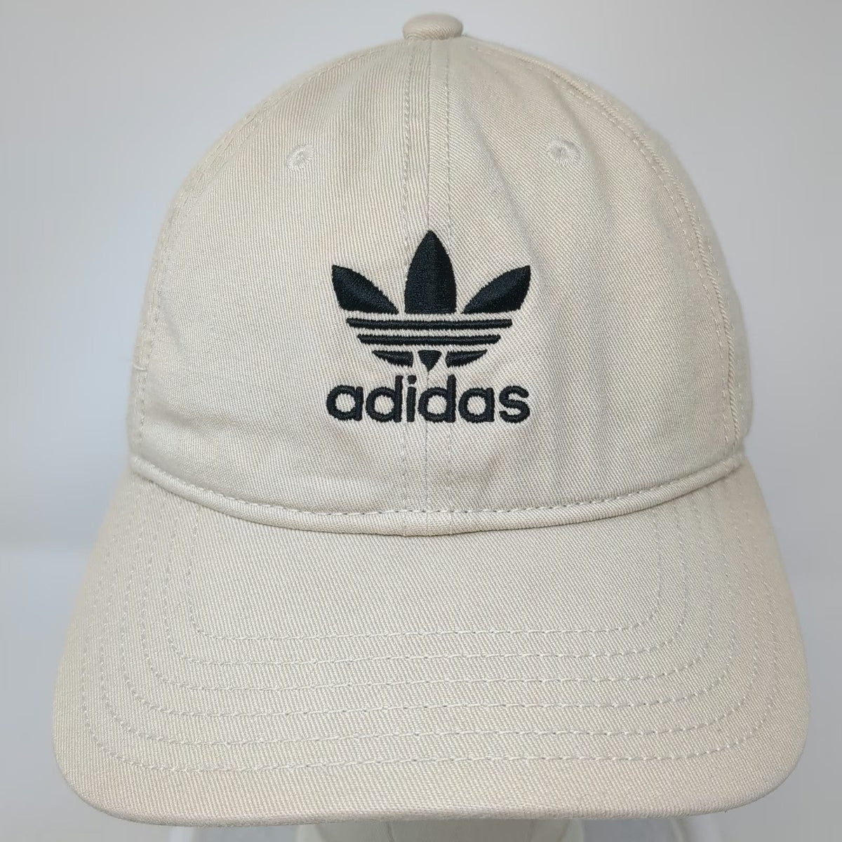 Adidas Originals Trefoil Baseball Cap Beige One Size Slideback Cotton Logo Hat