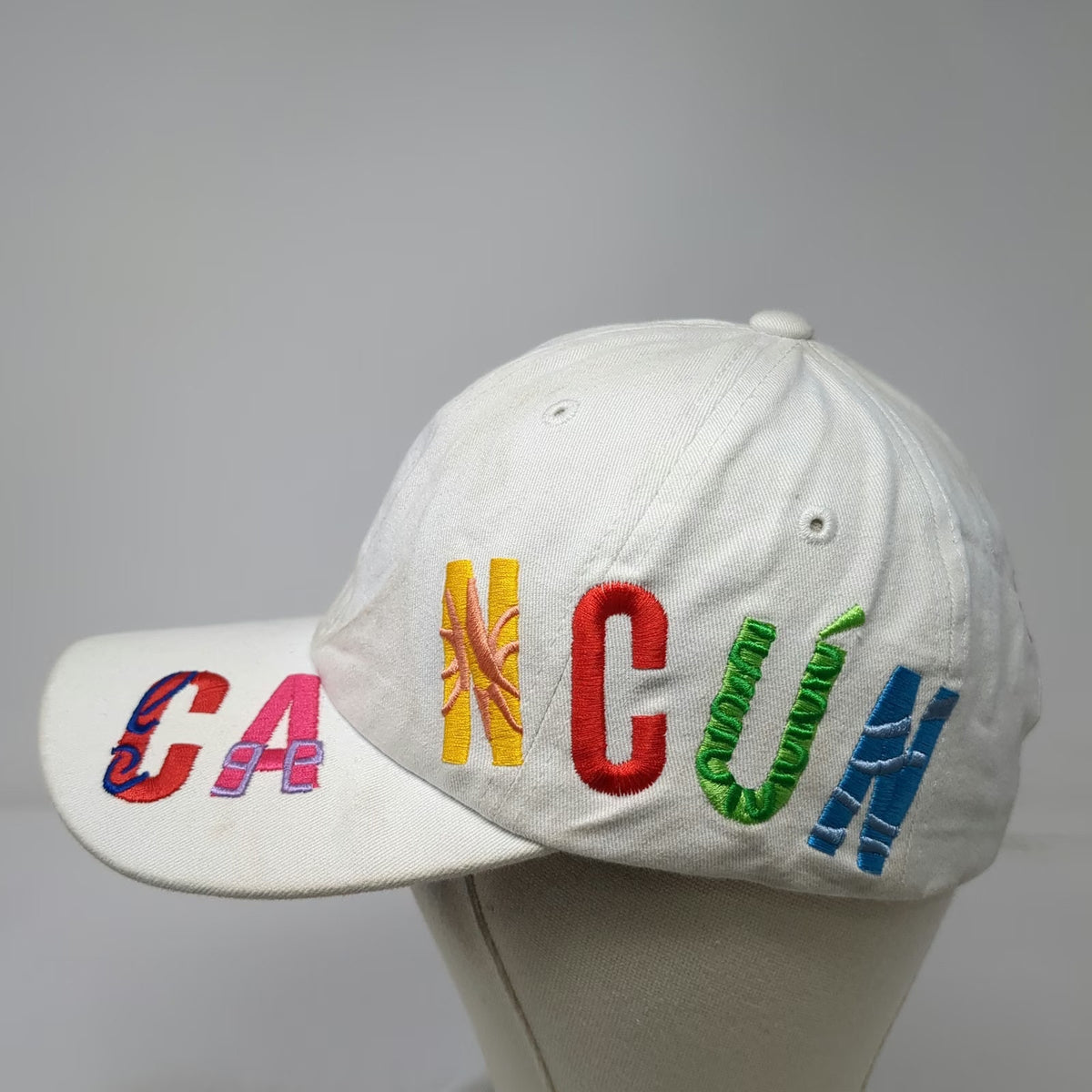 Starbox Caps Baseball Cap White OSFM Cancun Mexico Multicolor Embroidered Hat