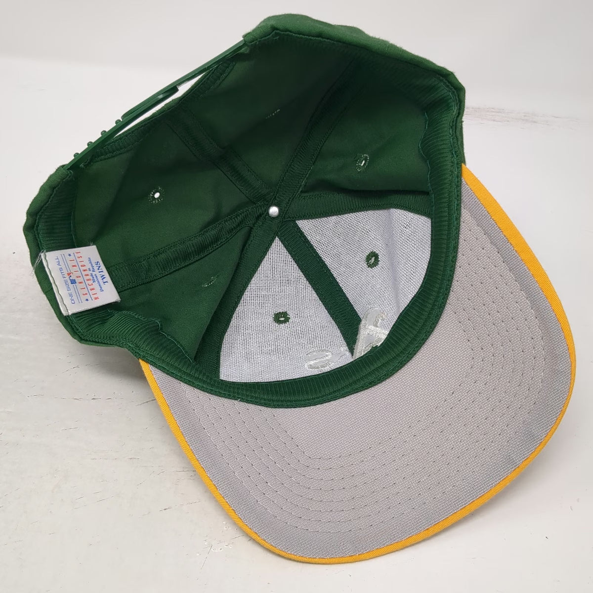 Oakland Athletics MLB Twins Snapback Hat Green Yellow White One Size Gray Brim