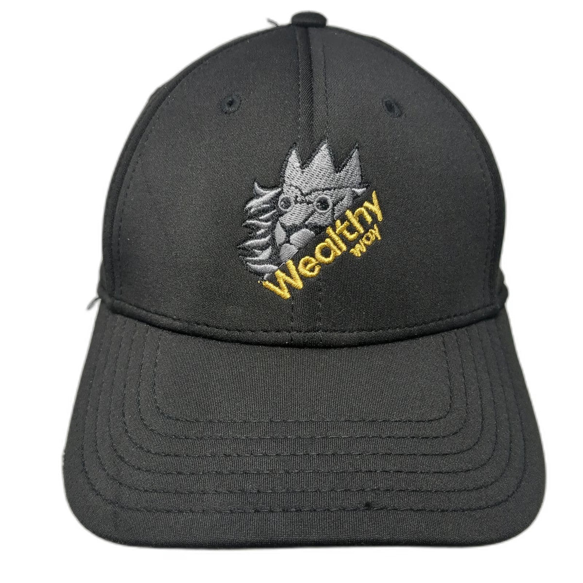 Otto Baseball Cap Black One Size Wealthy Way Lion Logo Strapback Stretch Hat